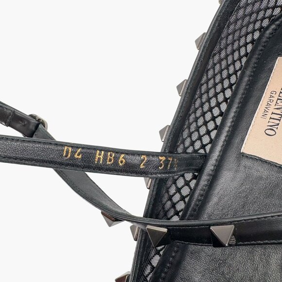 Valentino Garavani Rockstud Mesh Crystal Ballet Flats Black Size 37.5 US 7.5 - Picture 14 of 15